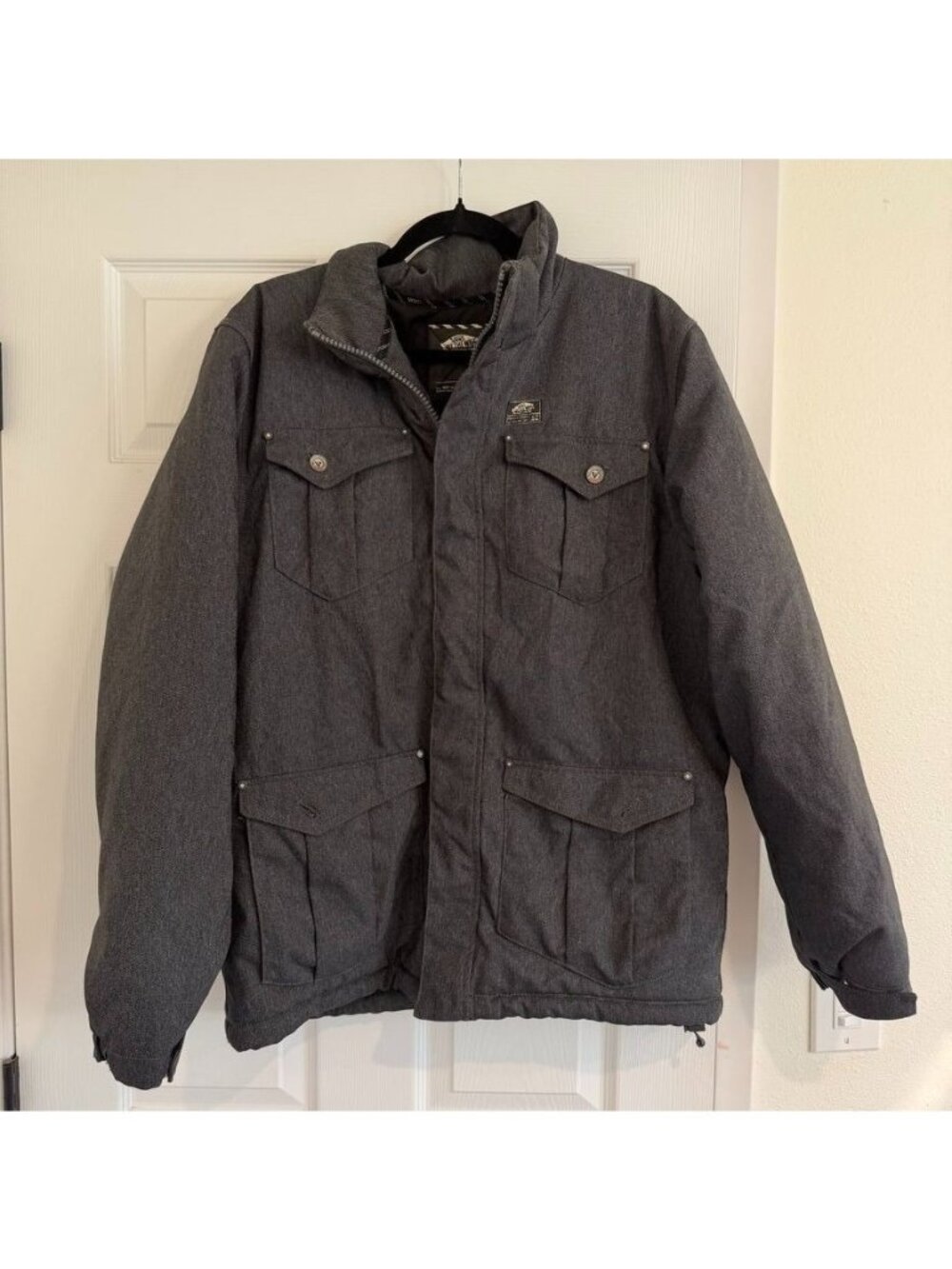 Vans Off the Wall Mens Gray Zip Front Puffer Jacket Size Large